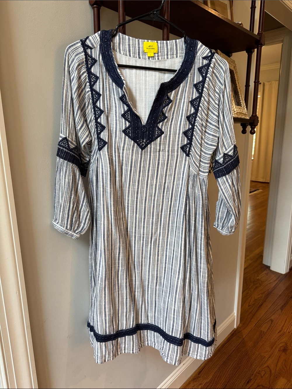 Roller Rabbit Navy and White Striped Embroidered Tunic Dress
